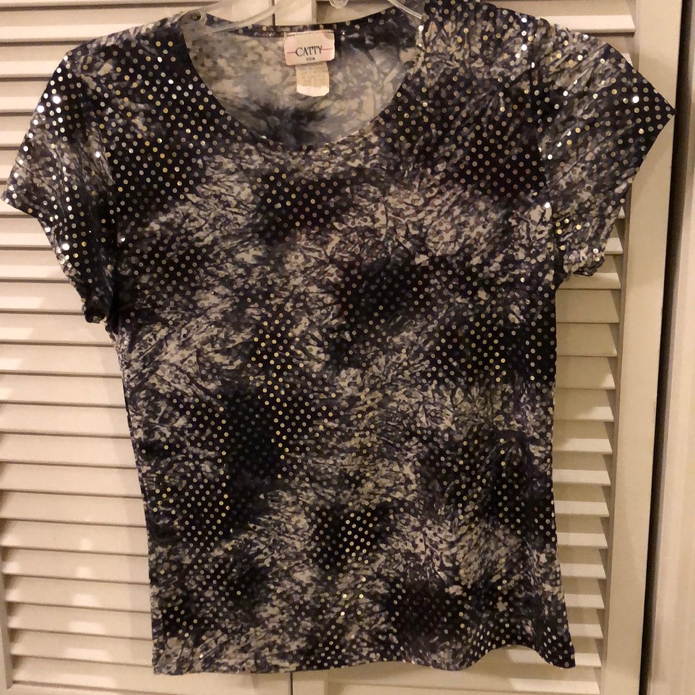 Black and gray sequin top